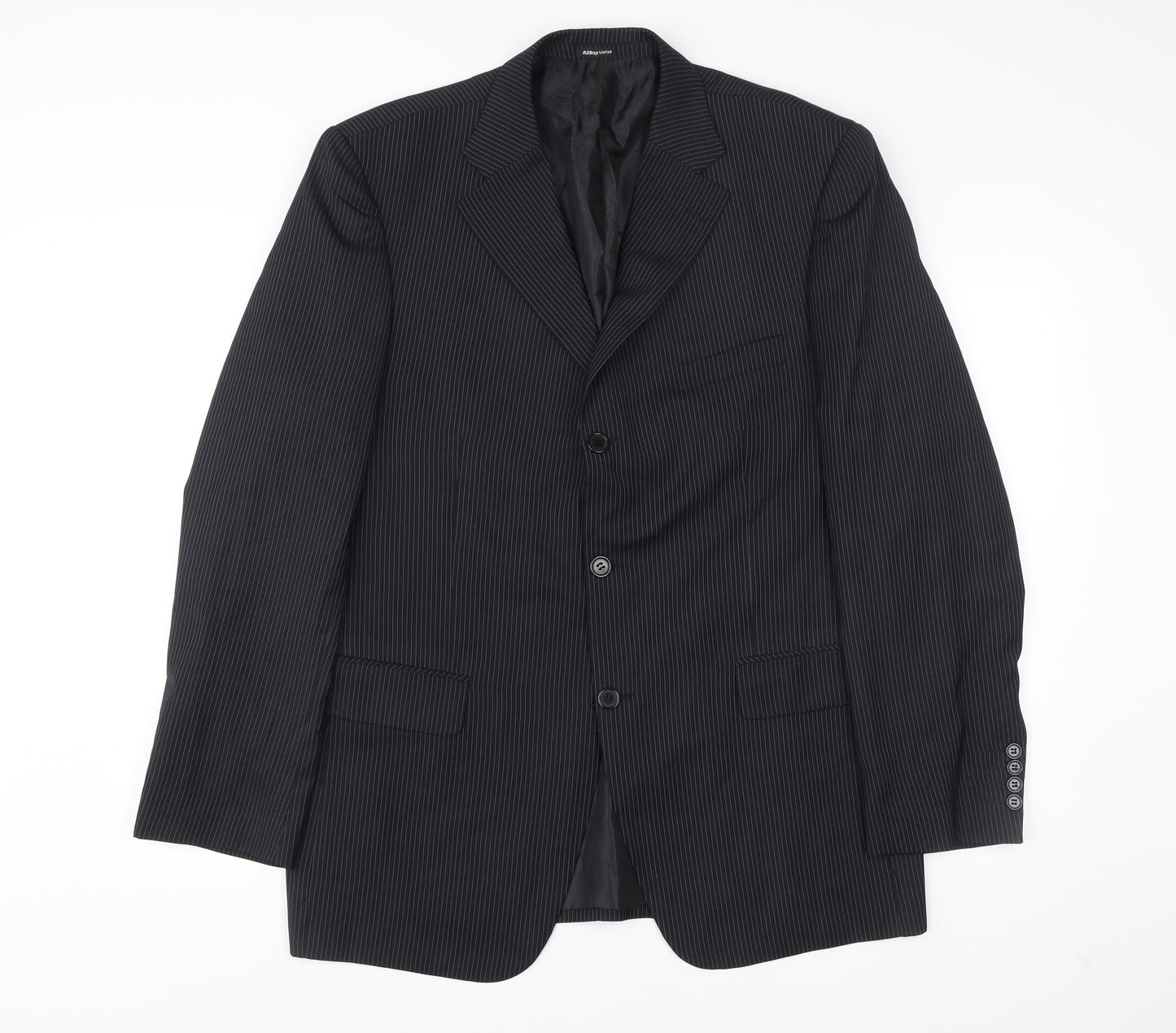 A2Bay Limited Edition Men’s Black Pinstripe Wool Blazer Jacket Size 42