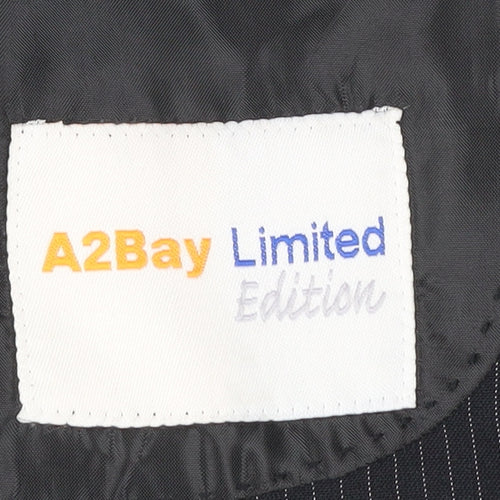 A2Bay Limited Edition Men’s Black Pinstripe Wool Blazer Jacket Size 42