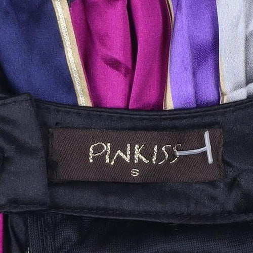 Pinkiss Women’s Black Purple Geometric Strapless A-Line Dress S