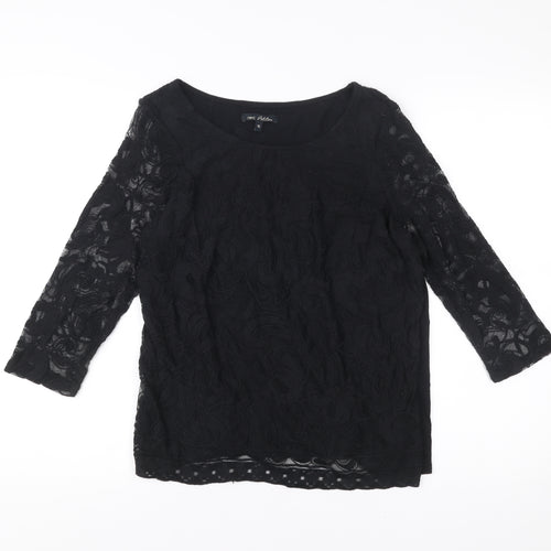 Next Petites Women’s Black Lace Tunic Blouse Size 16 Petite