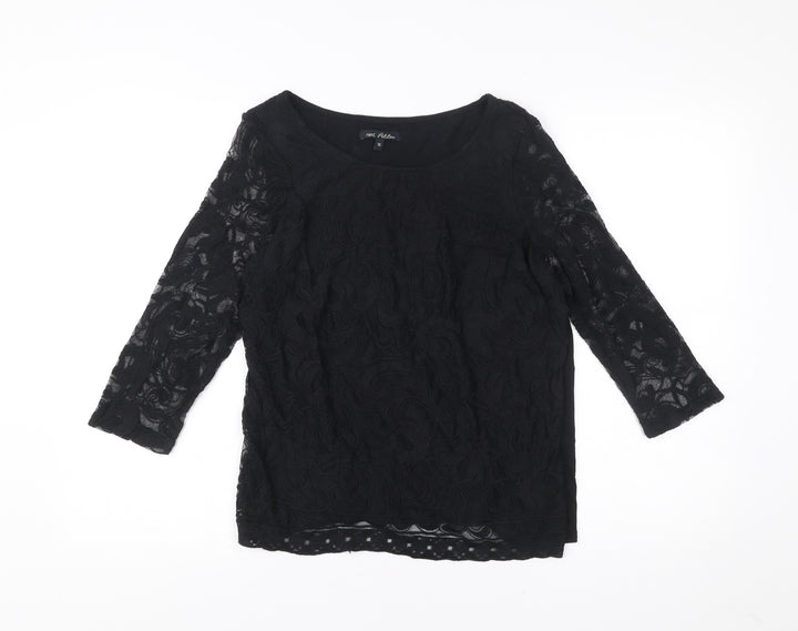 Next Petites Women’s Black Lace Tunic Blouse Size 16 Petite