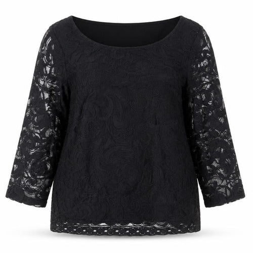 Next Petites Women’s Black Lace Tunic Blouse Size 16 Petite
