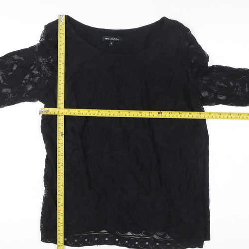 Next Petites Women’s Black Lace Tunic Blouse Size 16 Petite