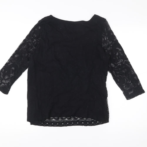 Next Petites Women’s Black Lace Tunic Blouse Size 16 Petite