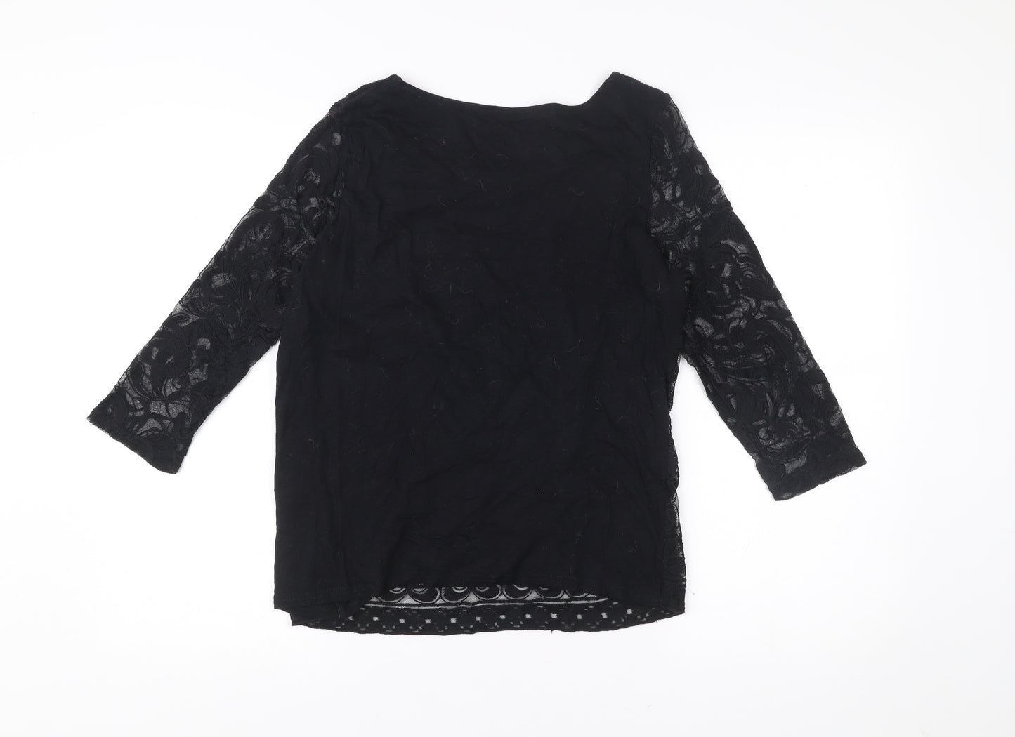 Next Petites Women’s Black Lace Tunic Blouse Size 16 Petite
