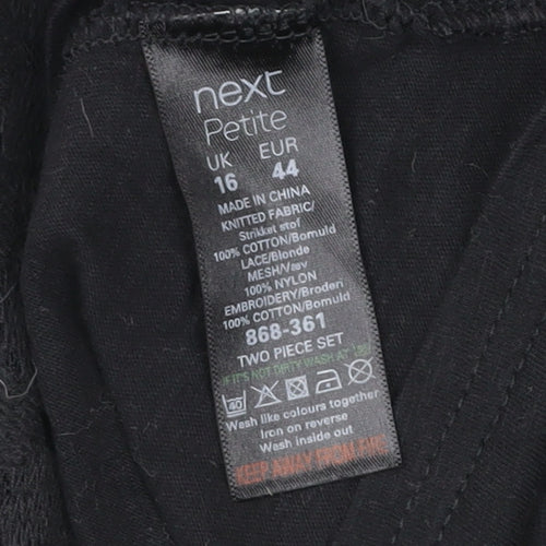 Next Petites Women’s Black Lace Tunic Blouse Size 16 Petite