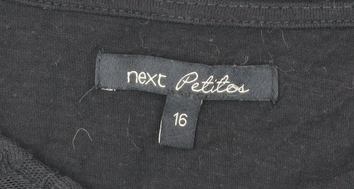 Next Petites Women’s Black Lace Tunic Blouse Size 16 Petite