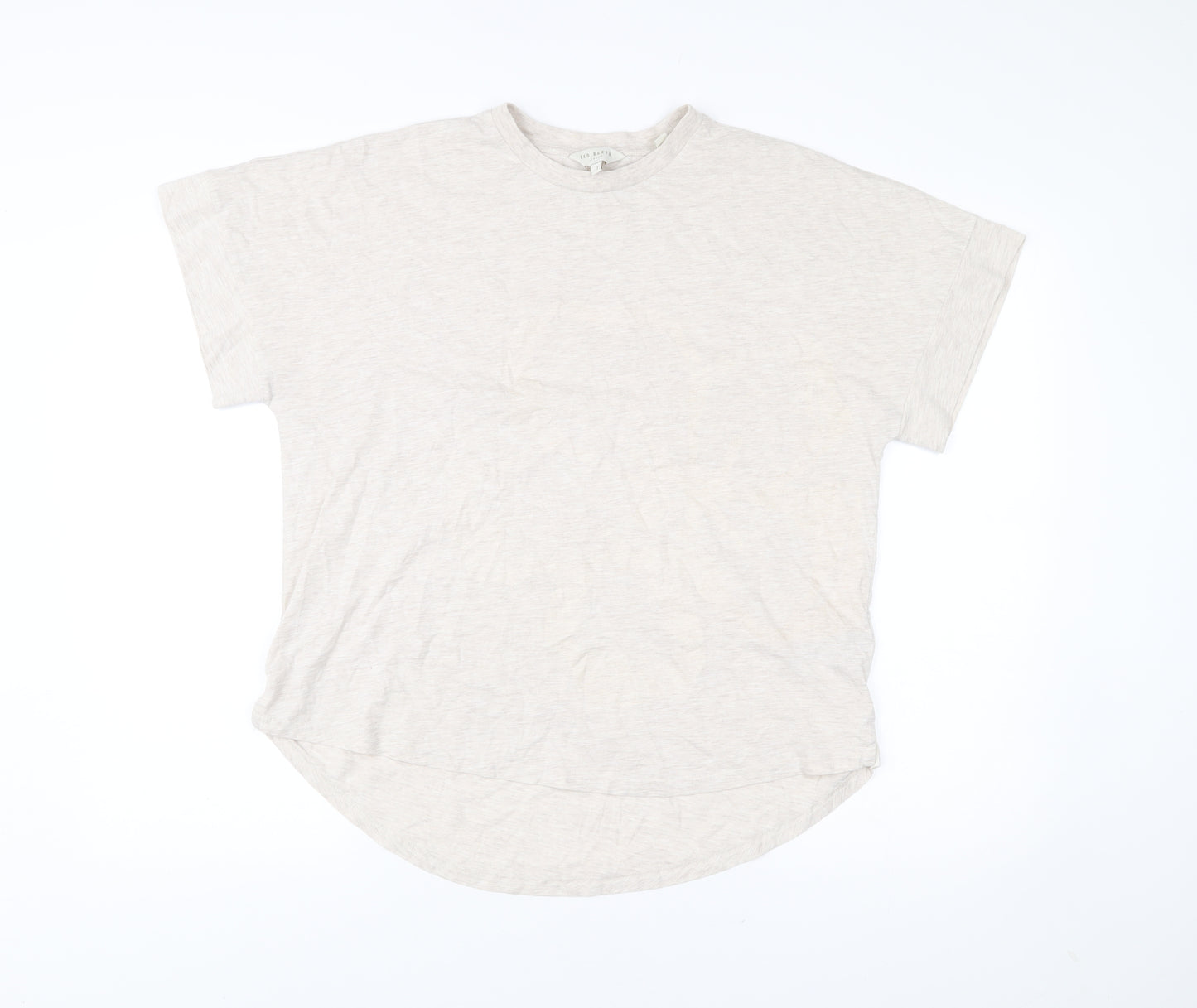 Ted Baker Women’s Beige Cotton Blend Crew Neck T-Shirt Size 12