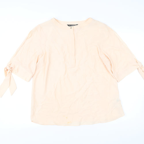 Dunnes Women’s Beige Blouse Size 14 Bow Sleeve 3/4 Lightweight