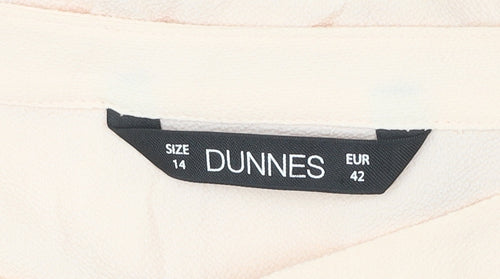 Dunnes Women’s Beige Blouse Size 14 Bow Sleeve 3/4 Lightweight