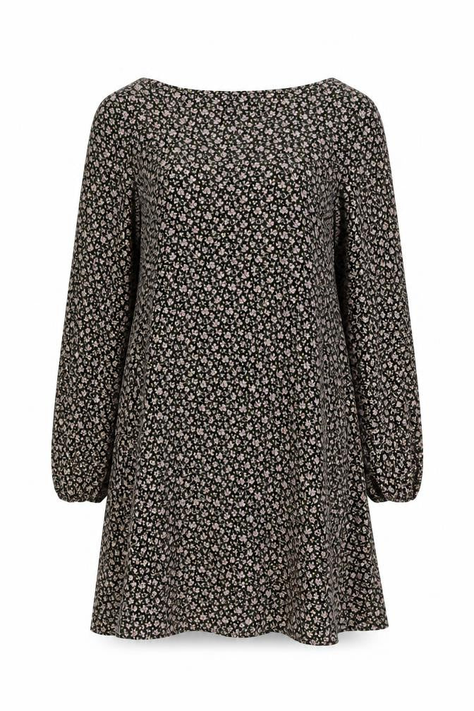 Next Womens Black Floral A-Line Knee Length Dress Size 10
