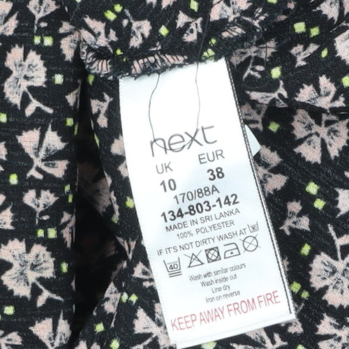 Next Womens Black Floral A-Line Knee Length Dress Size 10