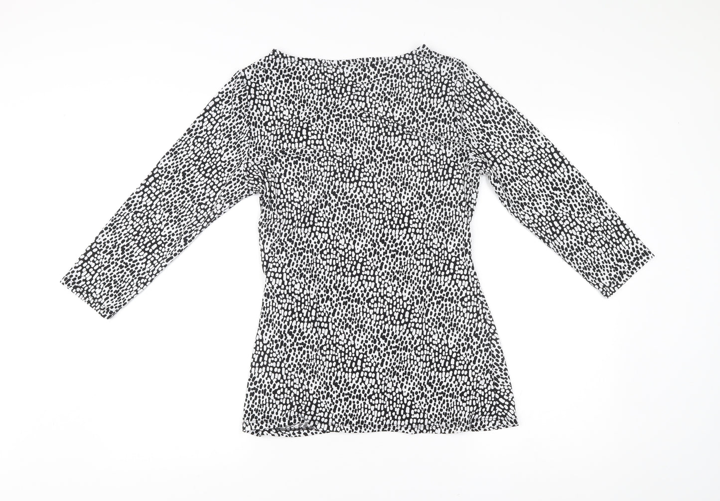 Tahari Womens Black White Animal Print Tunic Blouse Size M
