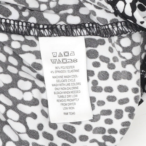 Tahari Womens Black White Animal Print Tunic Blouse Size M