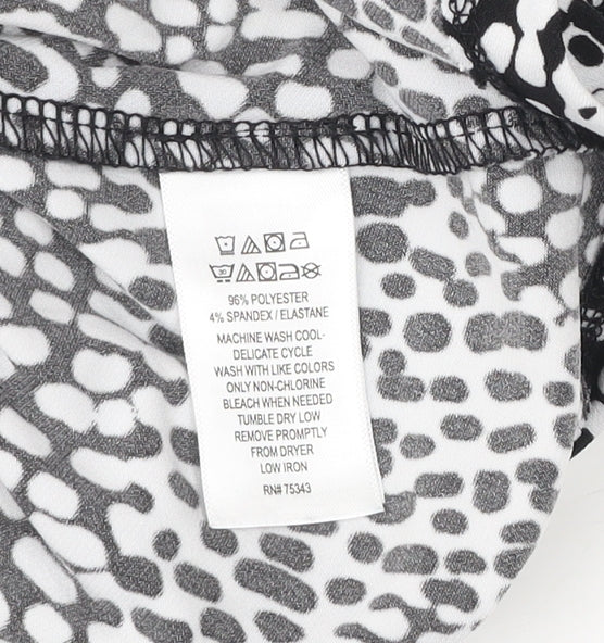 Tahari Womens Black White Animal Print Tunic Blouse Size M