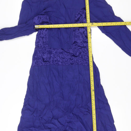 Marks and Spencer Women’s Blue Fit & Flare Dress Size 8 Long Sleeve