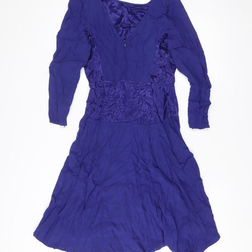 Marks and Spencer Women’s Blue Fit & Flare Dress Size 8 Long Sleeve