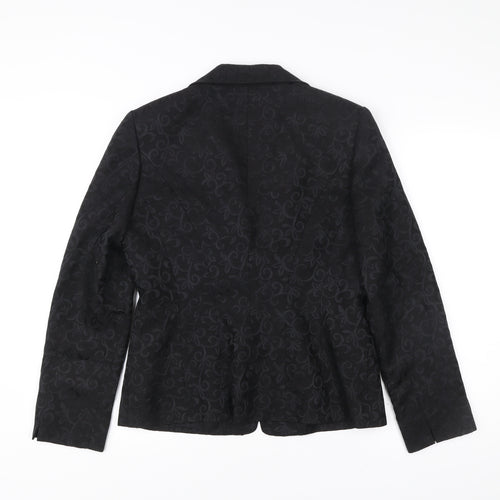 Laura Ashley Womens Black Wool Silk Jacquard Blazer UK 12