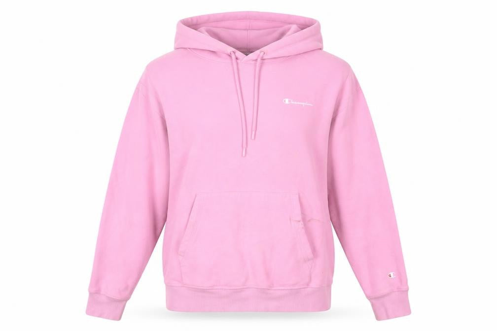 Front view of Champion women’s pink pullover hoodie medium regular fit casual