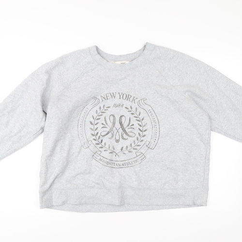 Marks and Spencer Womens Grey L Sweatshirt Pullover Crew Neck Logo