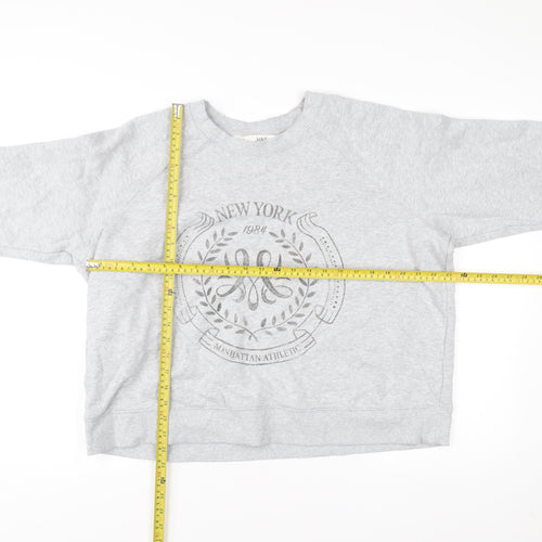 Marks and Spencer Womens Grey L Sweatshirt Pullover Crew Neck Logo