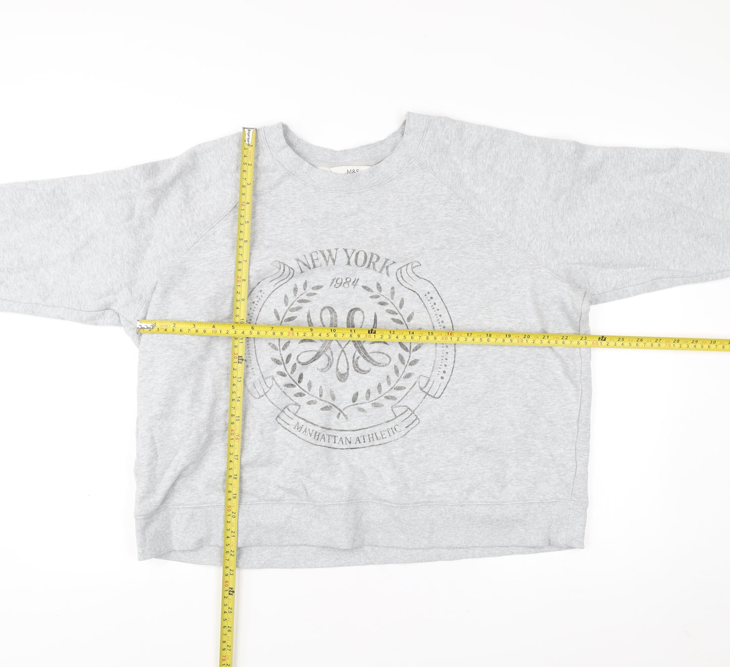 Marks and Spencer Womens Grey L Sweatshirt Pullover Crew Neck Logo