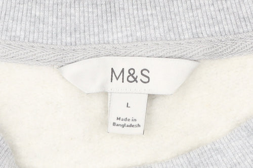 Marks and Spencer Womens Grey L Sweatshirt Pullover Crew Neck Logo