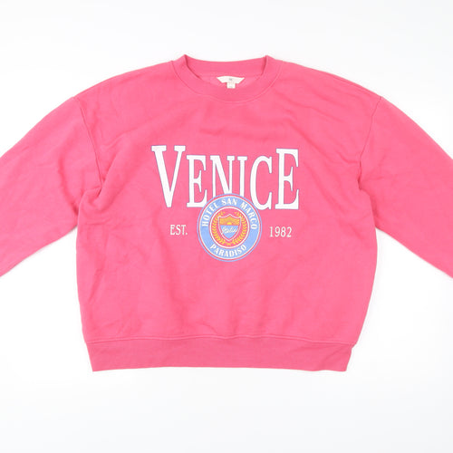 H&M Women’s Pink Venice Graphic Sweatshirt Size 12 Regular Fit