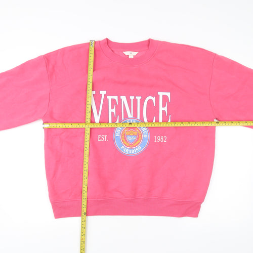 H&M Women’s Pink Venice Graphic Sweatshirt Size 12 Regular Fit