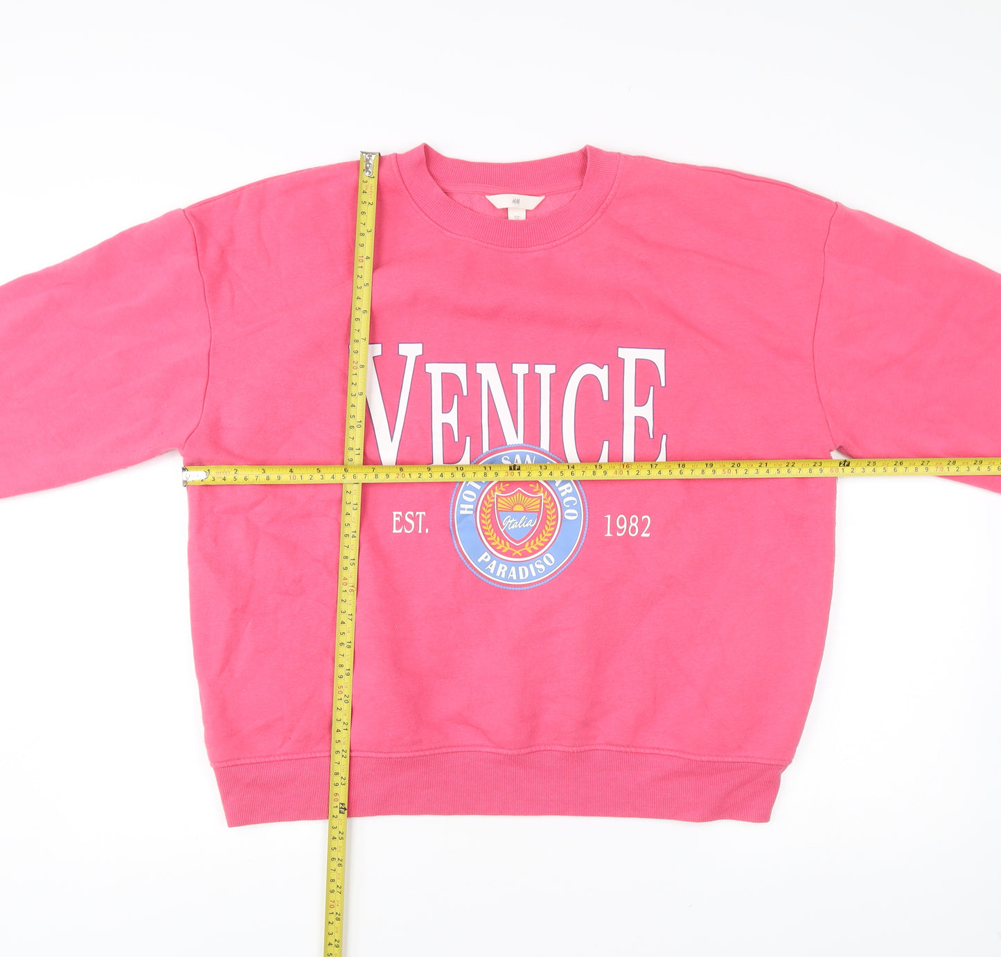 H&M Women’s Pink Venice Graphic Sweatshirt Size 12 Regular Fit