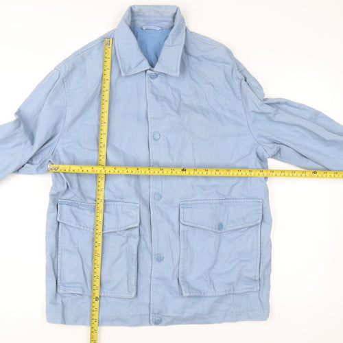 Zara Men’s Blue Cotton Jacket Size L 42in Casual Button Front
