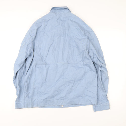Zara Men’s Blue Cotton Jacket Size L 42in Casual Button Front