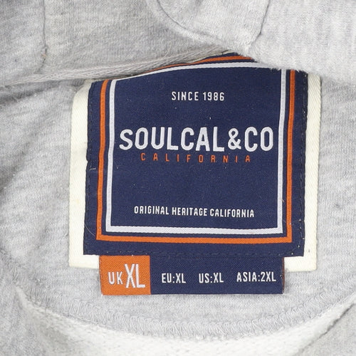 SoulCal & Co Men's Grey XL Pullover Hoodie Logo Hooded Sweatshirt