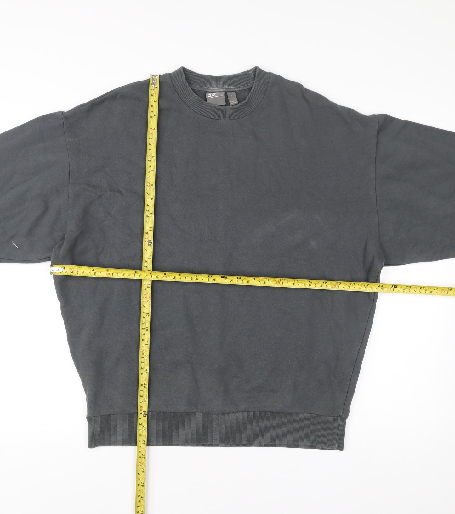ASOS Men’s Grey Pullover Sweatshirt Size S Crew Neck Fleece Cotton