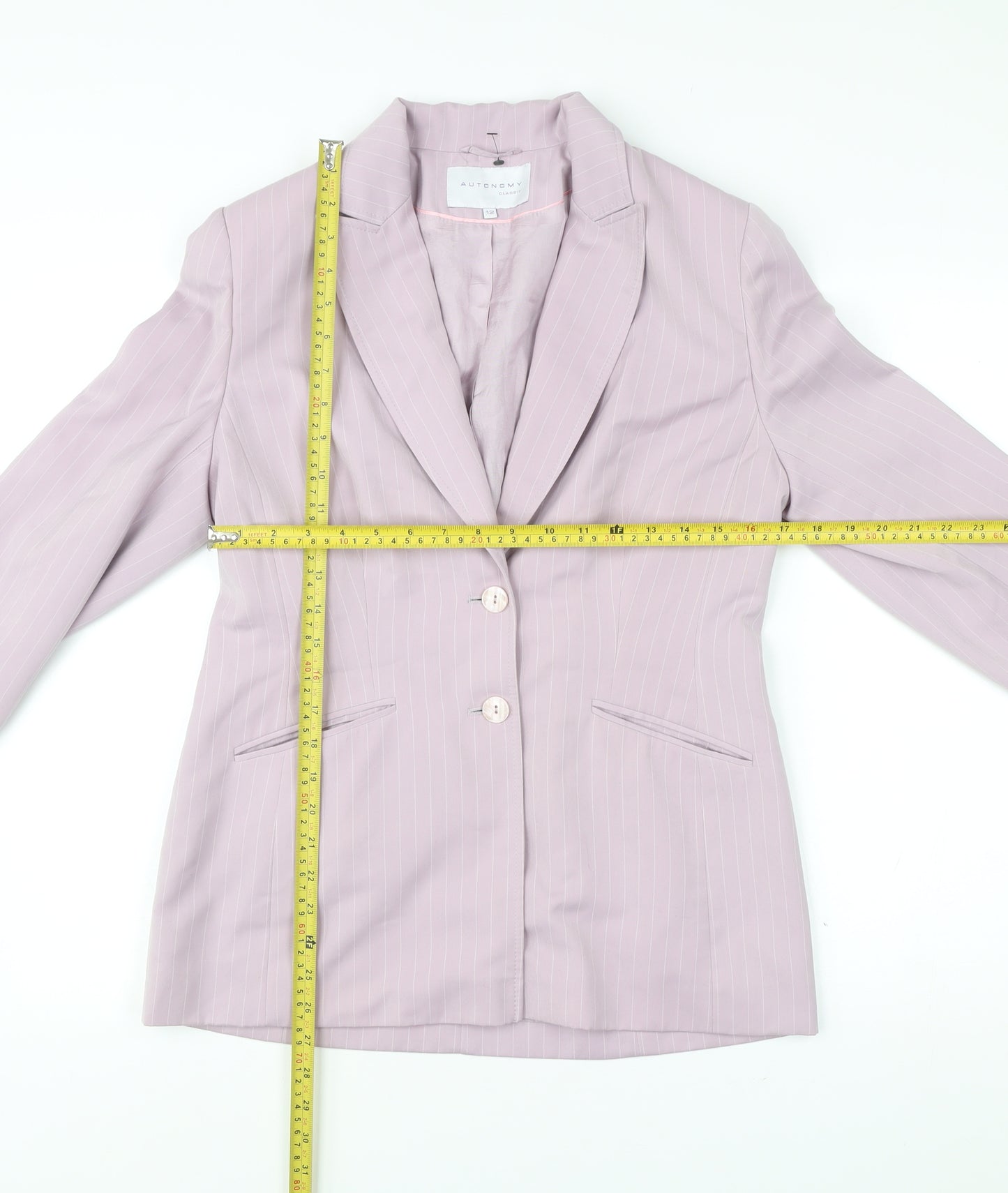 Autonomy Women’s Pink Pinstripe Blazer Size 12 Workwear Jacket