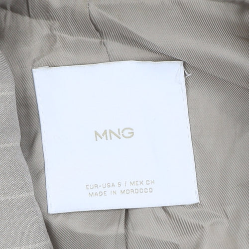 Mango Womens Beige Pinstripe Blazer Size 10 Cropped Jacket