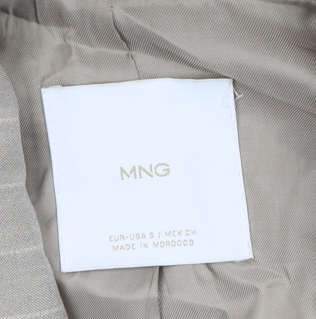Mango Womens Beige Pinstripe Blazer Size 10 Cropped Jacket