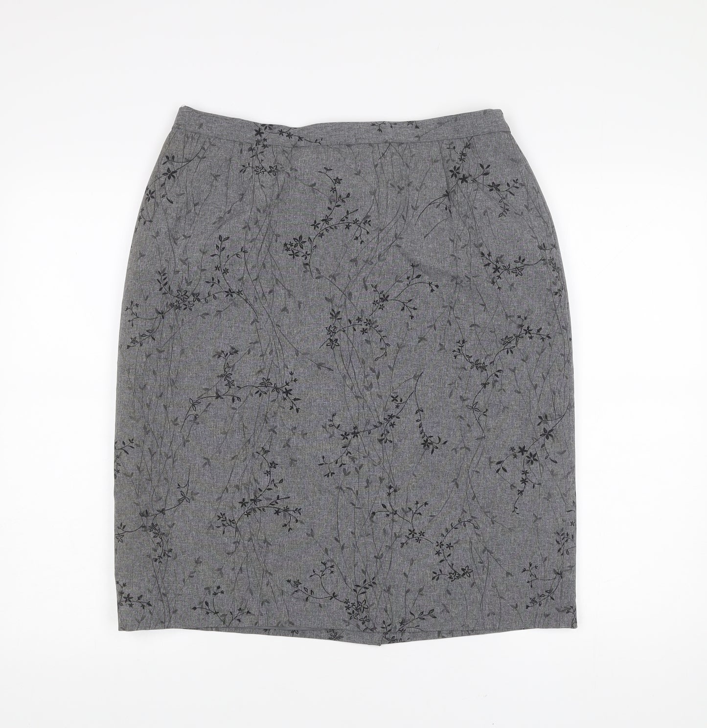 Mackays Women’s Grey Floral Pencil Skirt Size 14 Workwear