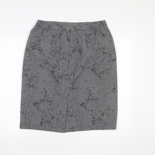 Mackays Women’s Grey Floral Pencil Skirt Size 14 Workwear