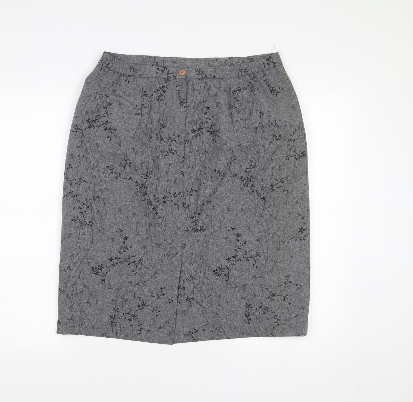 Mackays Women’s Grey Floral Pencil Skirt Size 14 Workwear