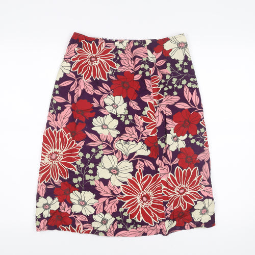 Benetton Women’s Multicoloured Cotton Floral A-Line Skirt Size 14