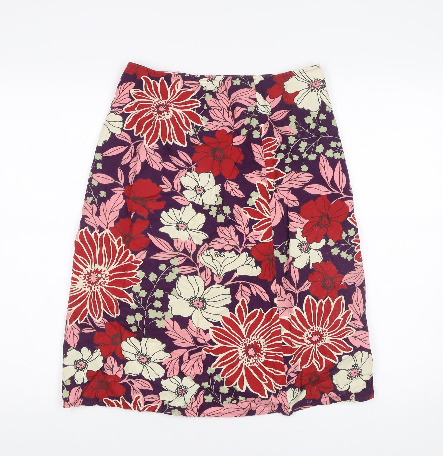 Benetton Women’s Multicoloured Cotton Floral A-Line Skirt Size 14