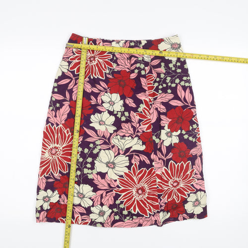 Benetton Women’s Multicoloured Cotton Floral A-Line Skirt Size 14