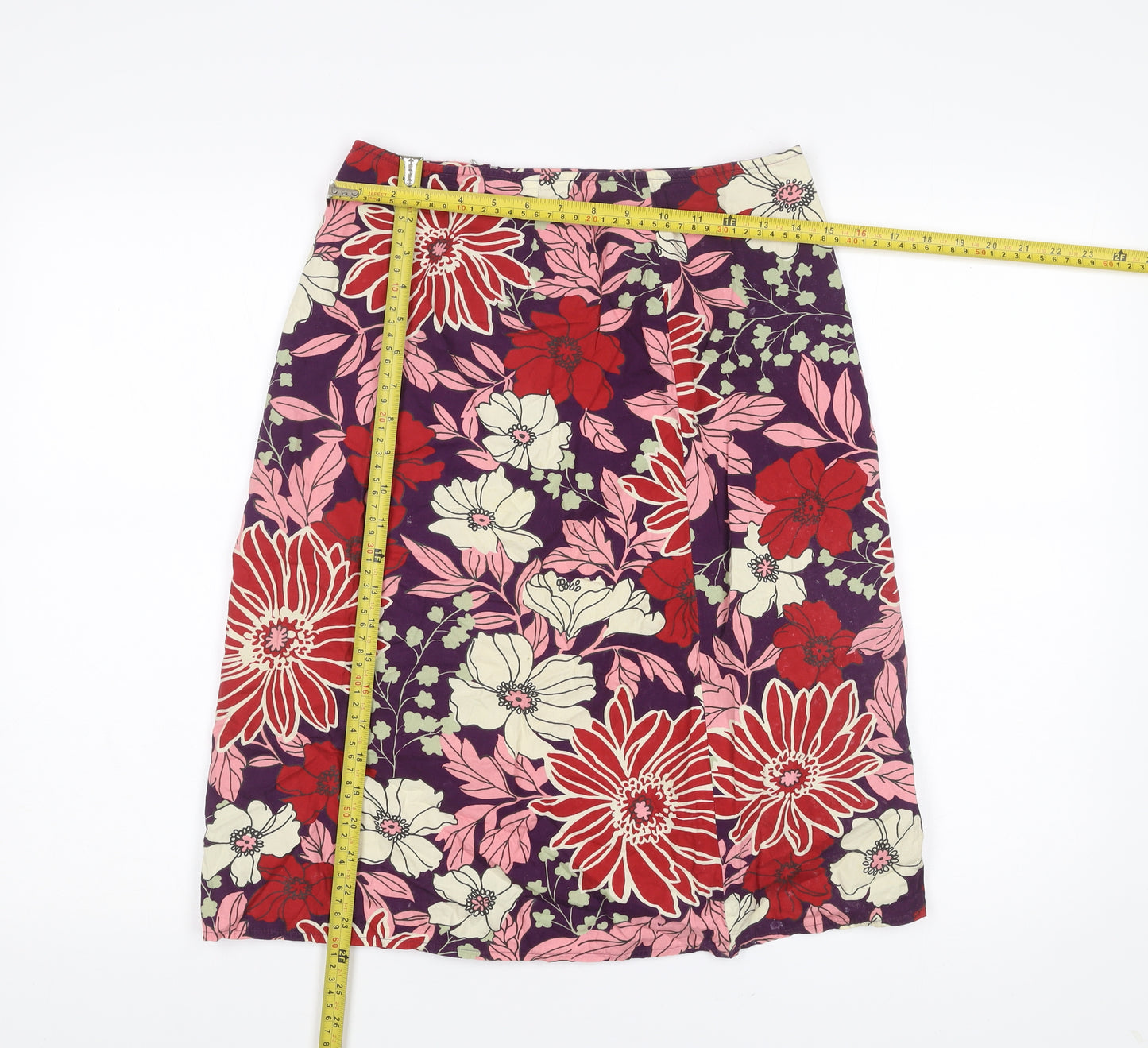 Benetton Women’s Multicoloured Cotton Floral A-Line Skirt Size 14