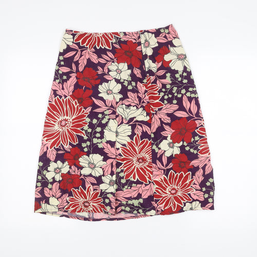 Benetton Women’s Multicoloured Cotton Floral A-Line Skirt Size 14
