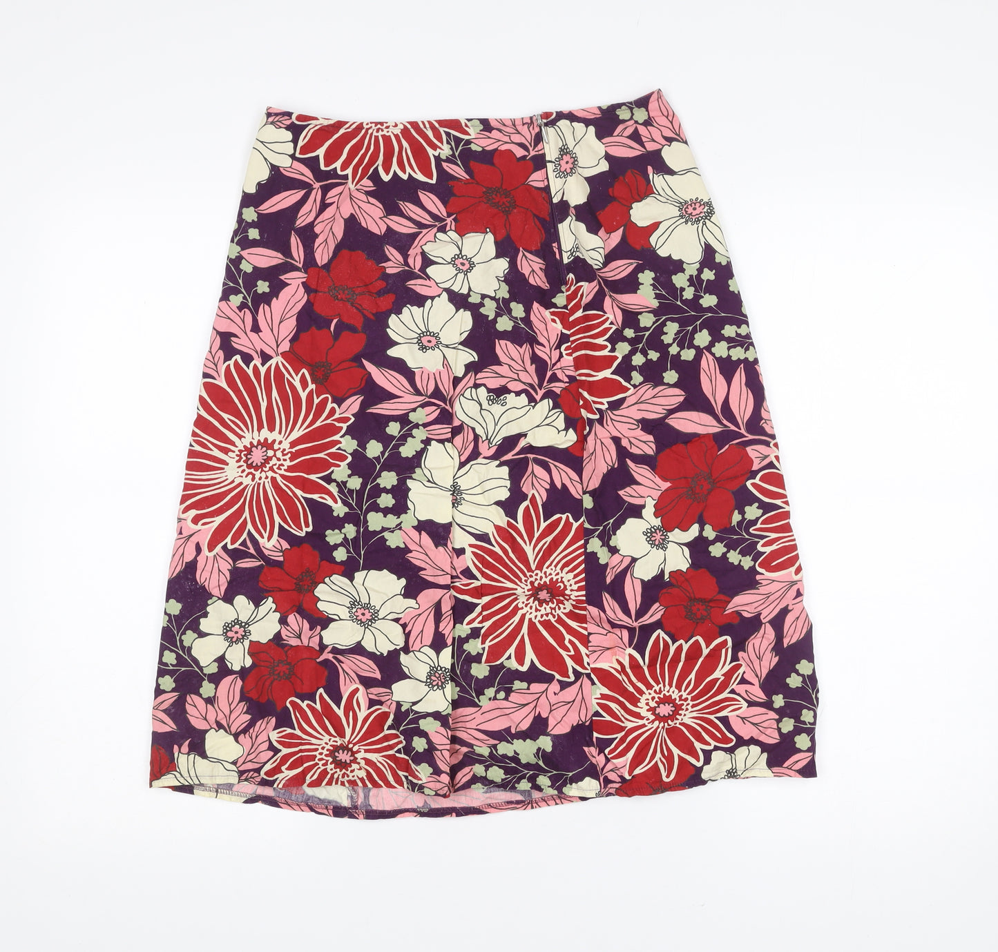 Benetton Women’s Multicoloured Cotton Floral A-Line Skirt Size 14