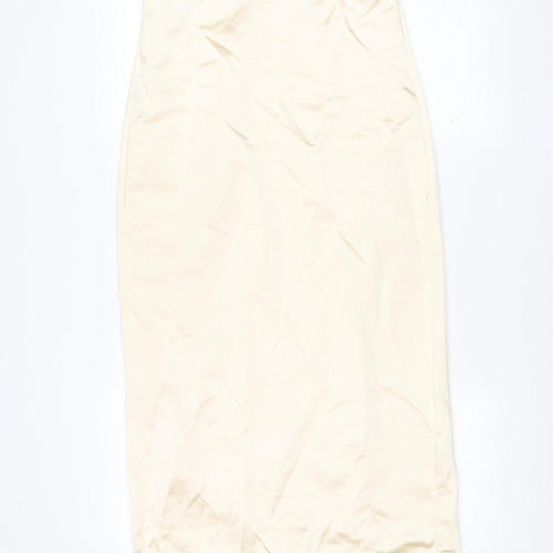 Zara Women’s Ivory Strapless Bodycon Midi Dress Size S New