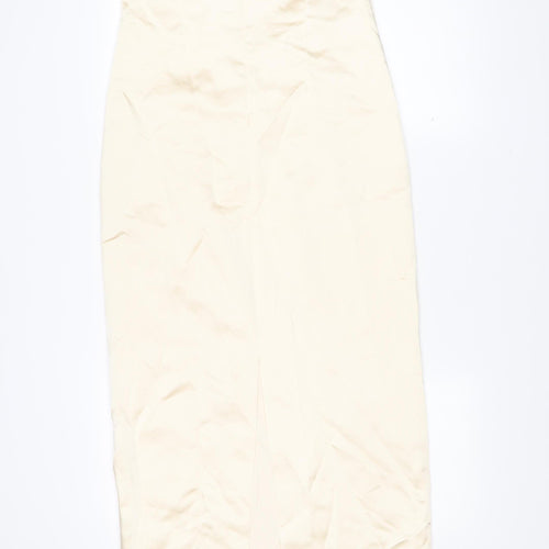 Zara Women’s Ivory Strapless Bodycon Midi Dress Size S New