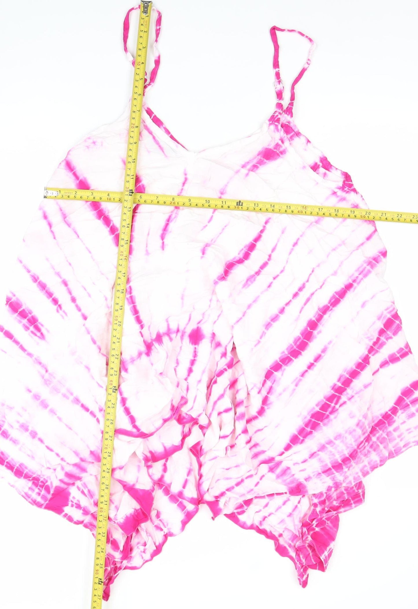 Yours Women’s Pink Tie Dye Viscose Plus Size 22 Slip Dress Summer Beachwear