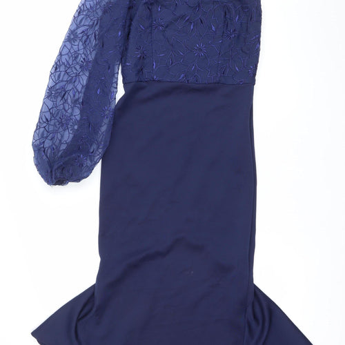 21st London Women’s Blue One Shoulder Mermaid Midi Dress Size 16